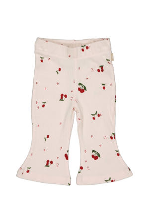 regular waist flared broek lichtroze met textuur