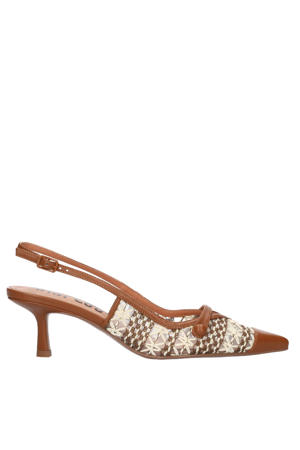leren slingback pumps cognac