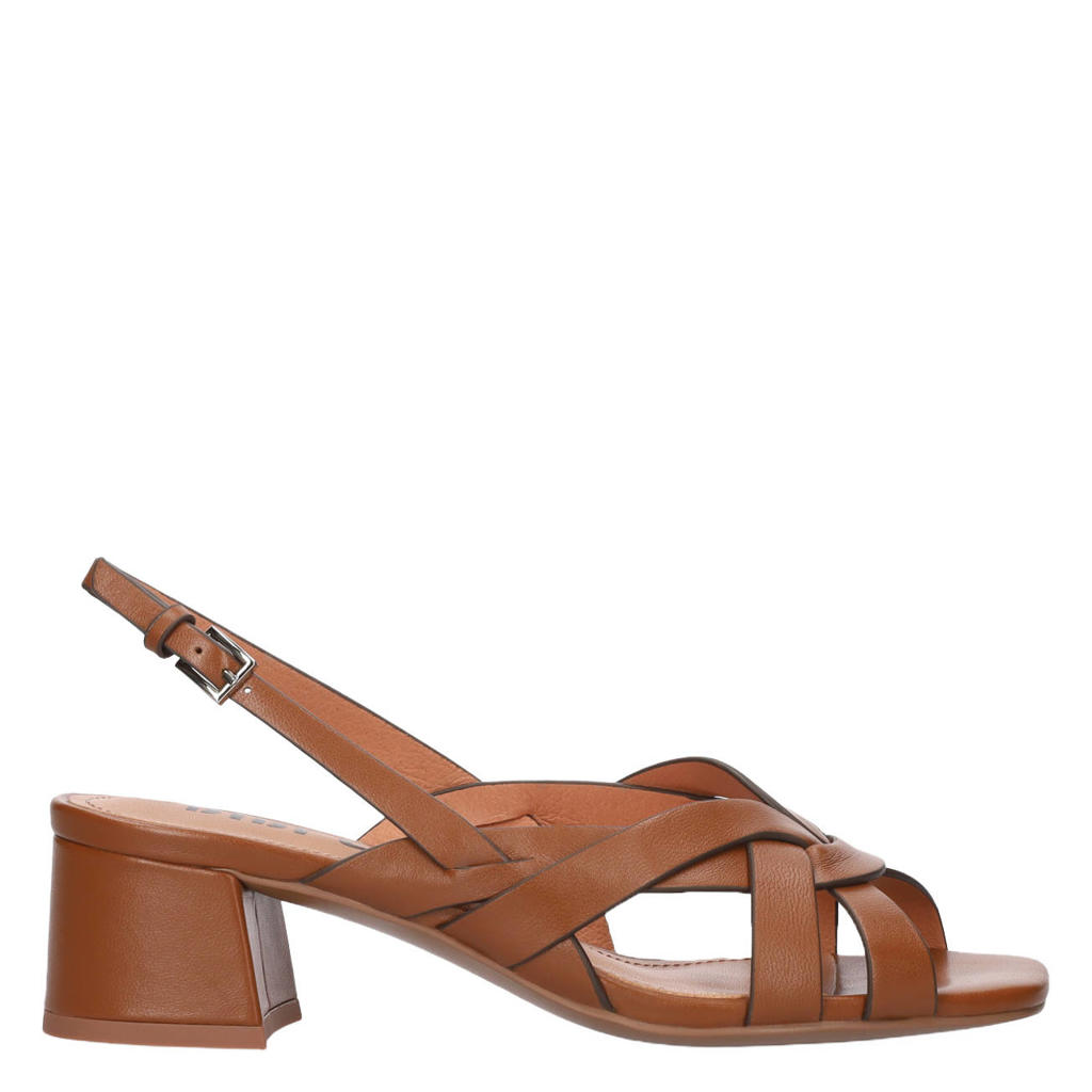 Cognackleurige dames Bibi Lou Nolia leren sandalettes