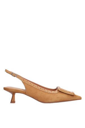 Bonnie 55 suède slingback pumps cognac