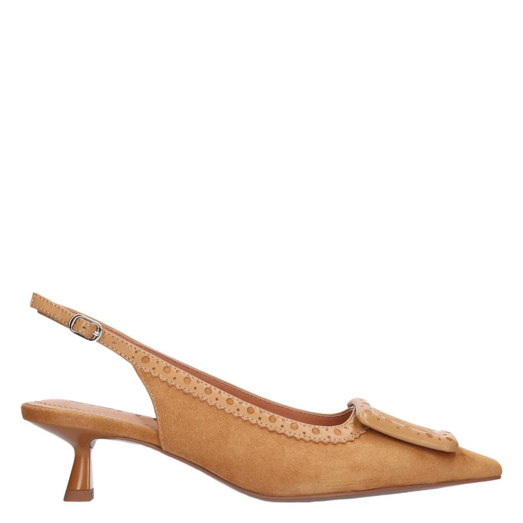 Cognackleurige dames Bibi Lou Bonnie 55 suède slingback pumps met gesp