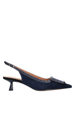 Bonnie 55 suède slingback pumps donkerblauw