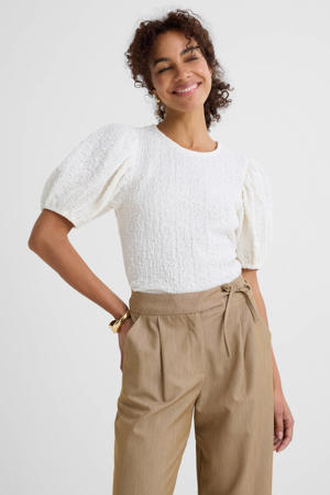 top met textuur off-white