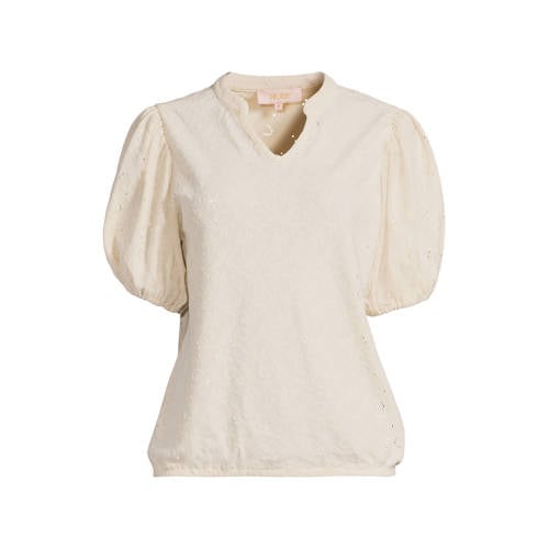 Ruby jersey top met textuur off-white afbeelding