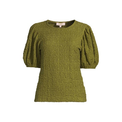 Ruby top met textuur olijfgroen afbeelding