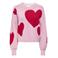 ONLY trui met hartjes roze gebreid
