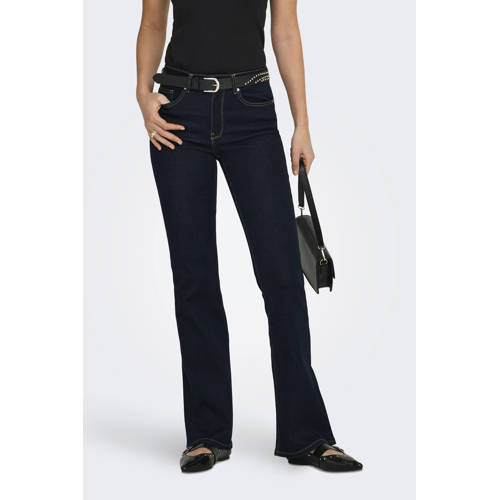 ONLY high waist flared jeans dark blue denim afbeelding