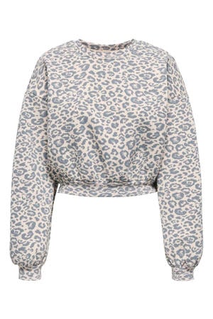 cropped trui met panterprint ecru