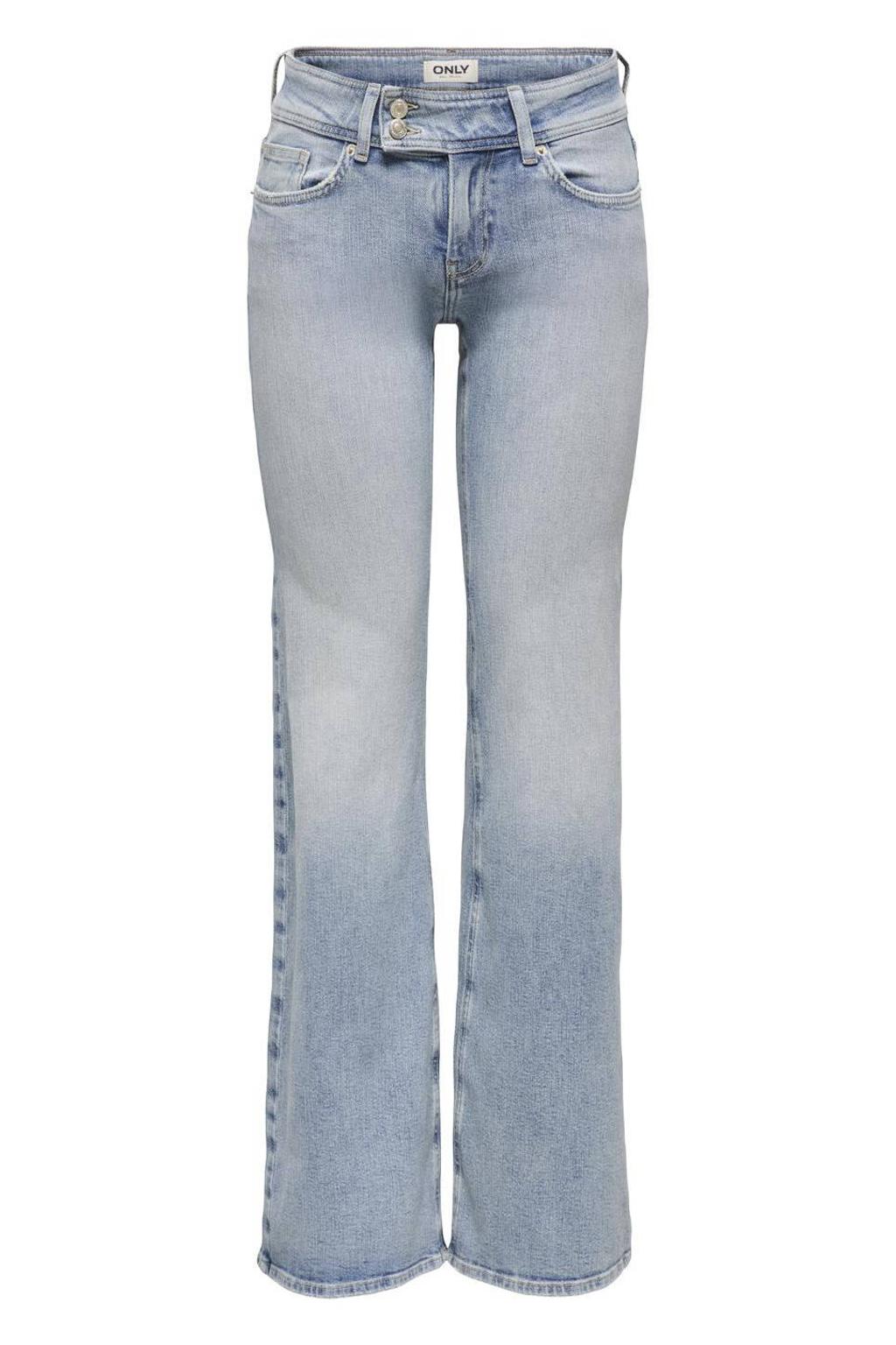 Light blue denim dames ONLY Onltiger flared jeans van denim met regular waist, rits- en knoopsluiting en effen
