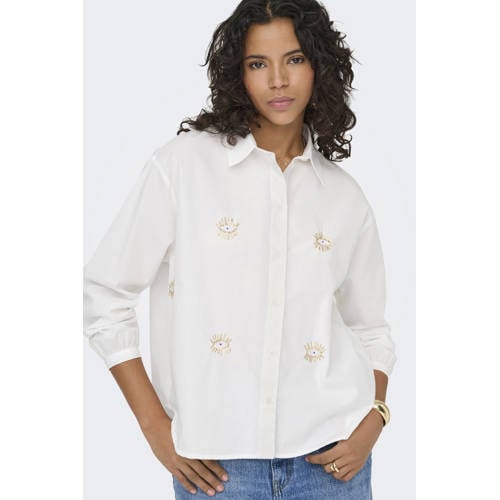ONLY blouse ecru met pailletten afbeelding