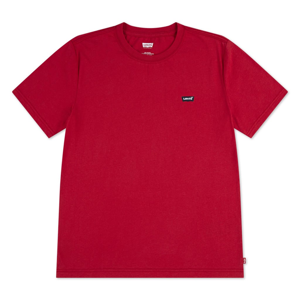 Rode jongens Levi's T-shirt van katoen met effen, korte mouwen en ronde hals