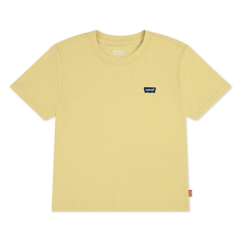 Gele jongens Levi's T-shirt van katoen met logo dessin, korte mouwen en ronde hals