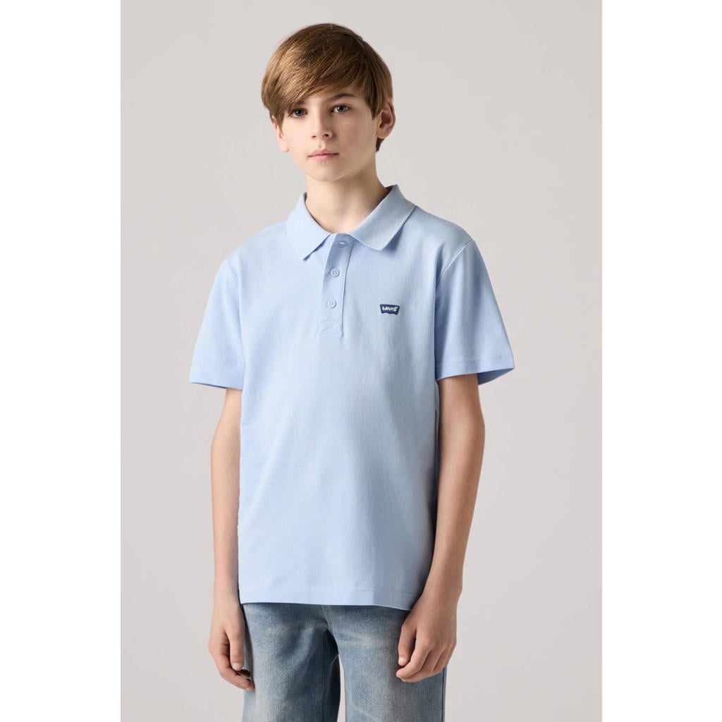 Blauwe jongens Levi's polo van katoen met effen, korte mouwen en knoopsluiting