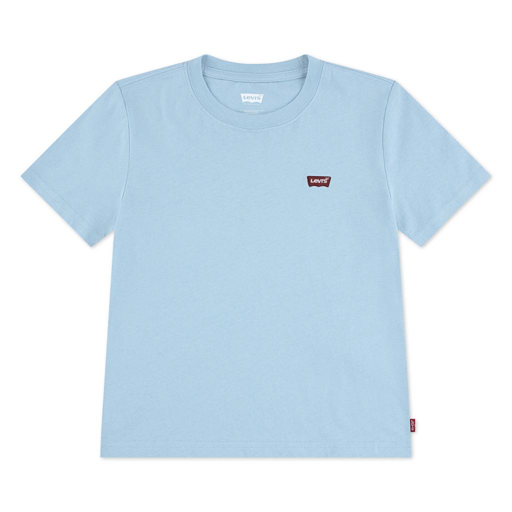 Blauwe jongens Levi's T-shirt van katoen met effen, korte mouwen en ronde hals