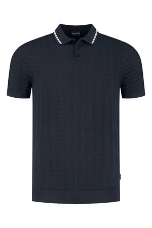 regular polo fijn gebreid donkerblauw