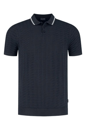 regular polo fijn gebreid donkerblauw