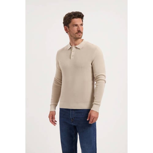Saint Steve regular polo met ingebreid patroon GUNTHER beige afbeelding