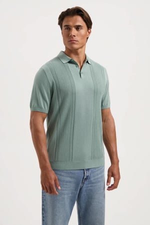 regular polo fijn gebreid groen
