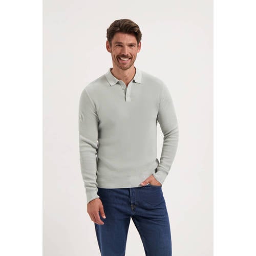 Saint Steve regular polo met ingebreid patroon GUNTHER grijsgroen afbeelding