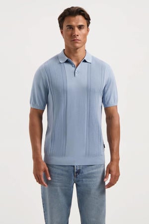 regular polo fijn gebreid lichtblauw