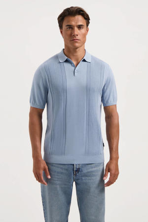regular polo fijn gebreid lichtblauw