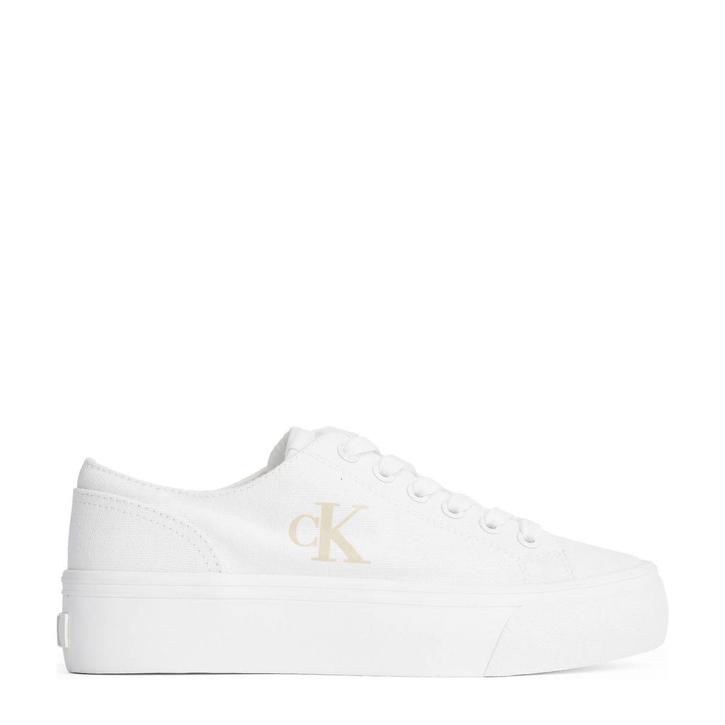 Witte dames Calvin Klein sneakers van textiel met veters