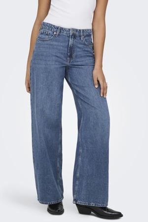 wide leg jeans medium blue denim