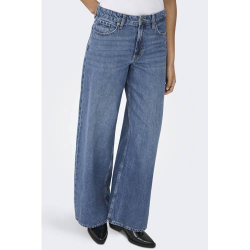 ONLY wide leg jeans medium blue denim afbeelding