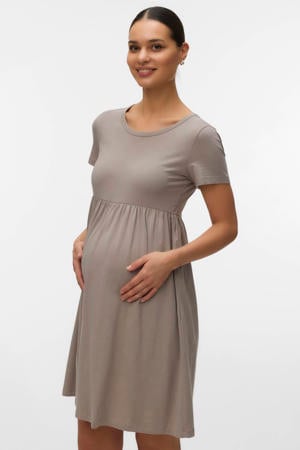 zwangerschaps korte jurk beige