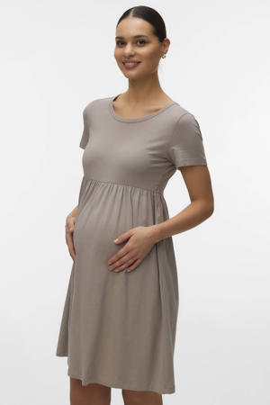 zwangerschaps korte jurk beige