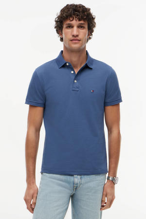 slim polo blauw