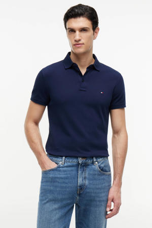 slim polo donkerblauw