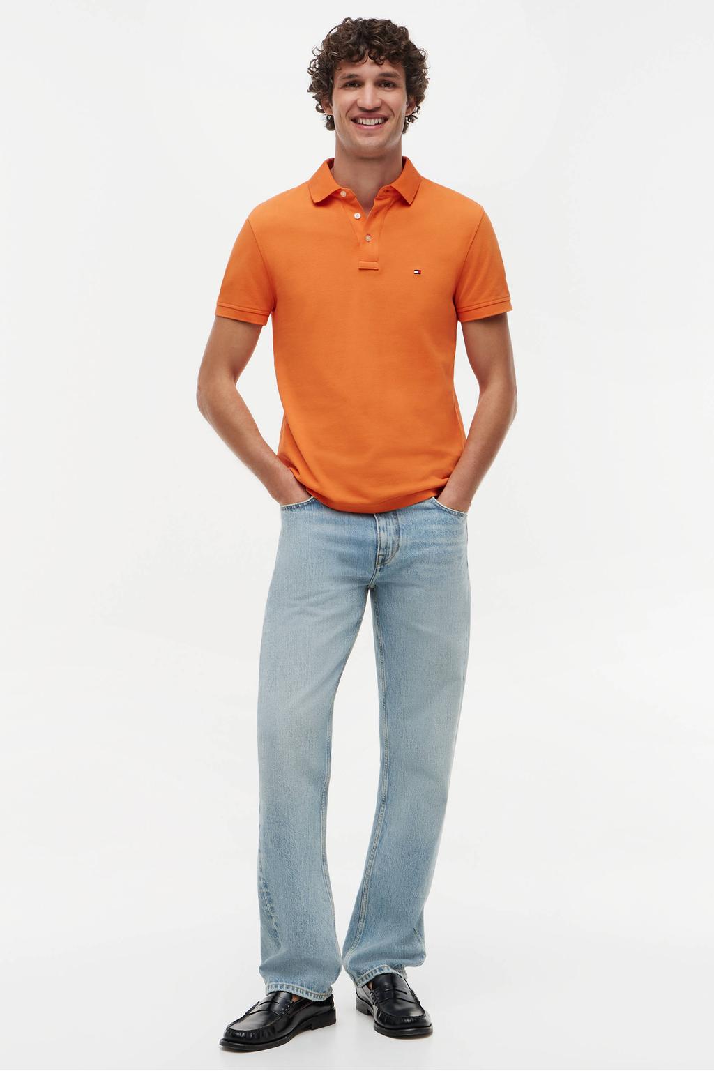 Tommy Hilfiger slim polo oranje