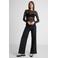 Anytime wide leg broek met contrast bies zwart