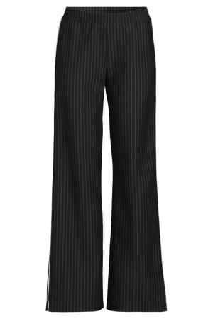 wide leg broek met contrast bies zwart