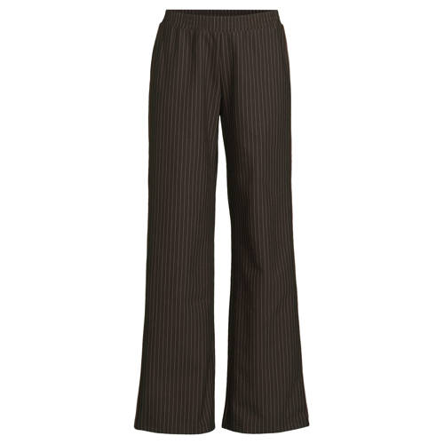 Anytime wide leg broek met contrast bies donkerbruin afbeelding
