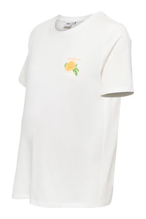 zwangerschaps T-shirt met backprint wit