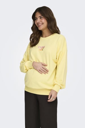 zwangerschaps sweater met backprint geel