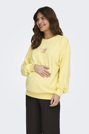 zwangerschaps sweater met backprint geel