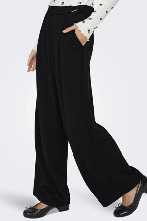 wide leg high waist broek zwart