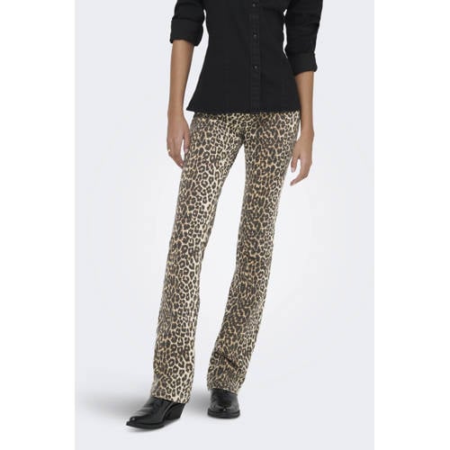 ONLY flared jeans met panterprint bruin afbeelding