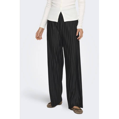 ONLY straight regular waist broek zwart afbeelding