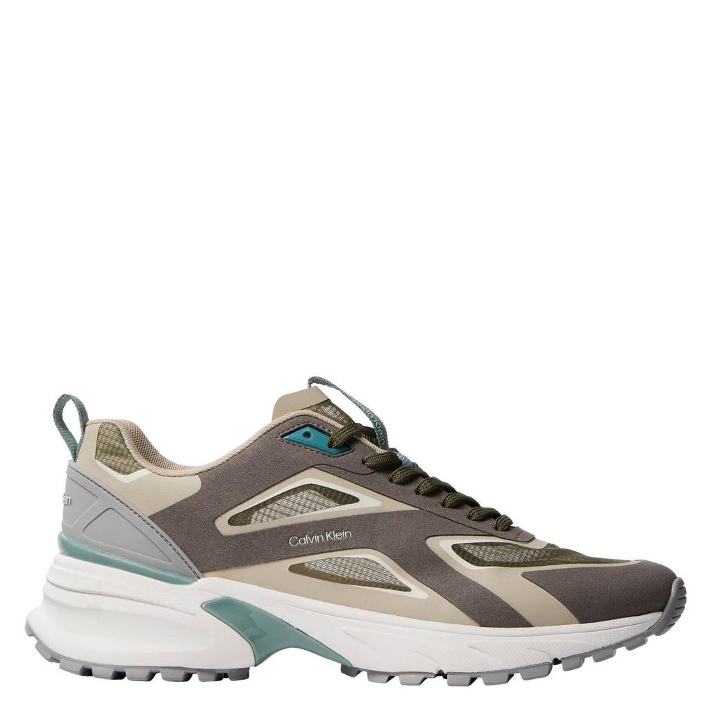 Taupe heren Calvin Klein sneakers van textiel en imitatieleer met veters
