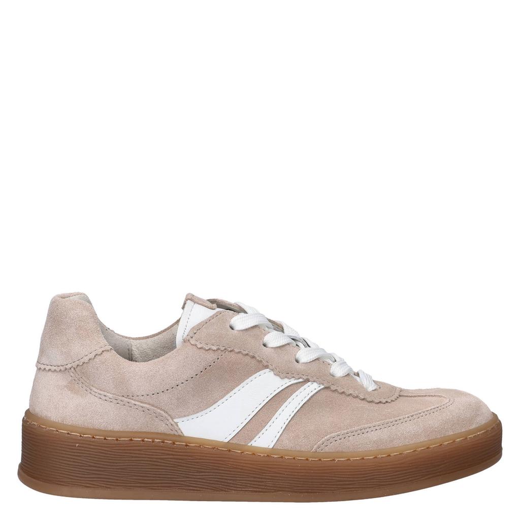 Beige dames Gabor Comfort Optifit suède sneakers met veters