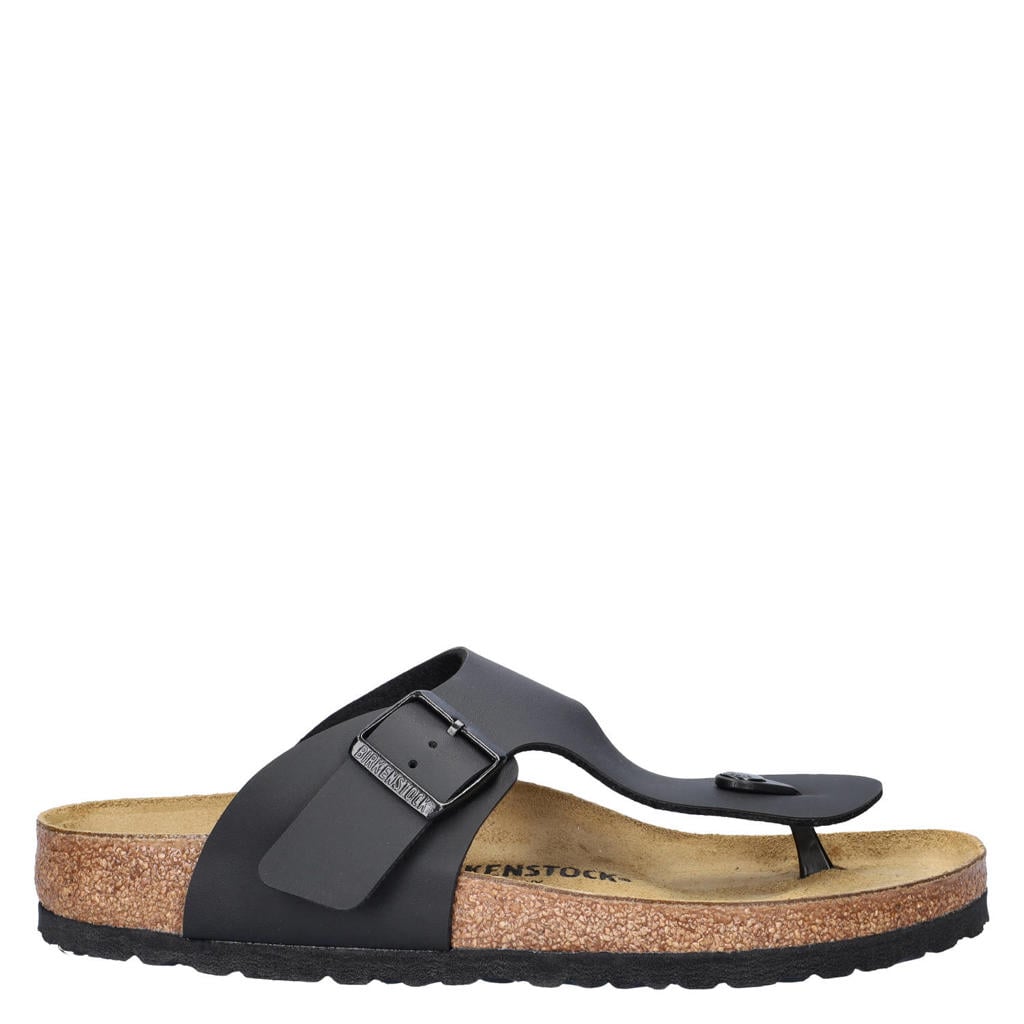 Zwarte heren Birkenstock Ramses teenslippers van imitatieleer
