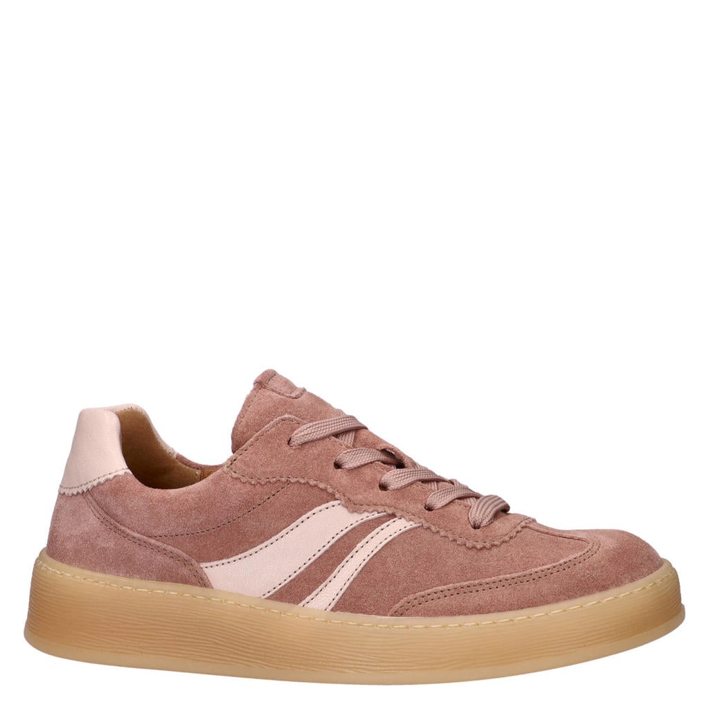 Oudroze dames Gabor suède sneakers met veters