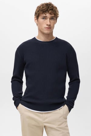 trui gebreid donkerblauw