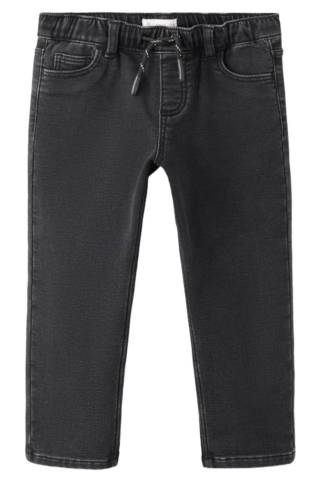 Black denim jongens Mango Kids slim fit jeans black van denim met effen