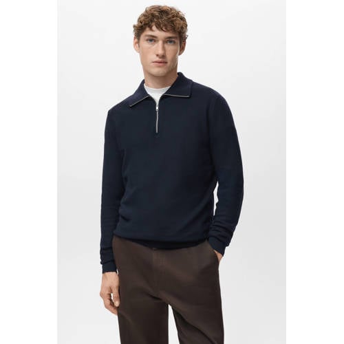 Mango Man trui fijn gebreid donkerblauw afbeelding