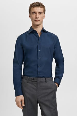 Slim zakelijk overhemd donkerblauw